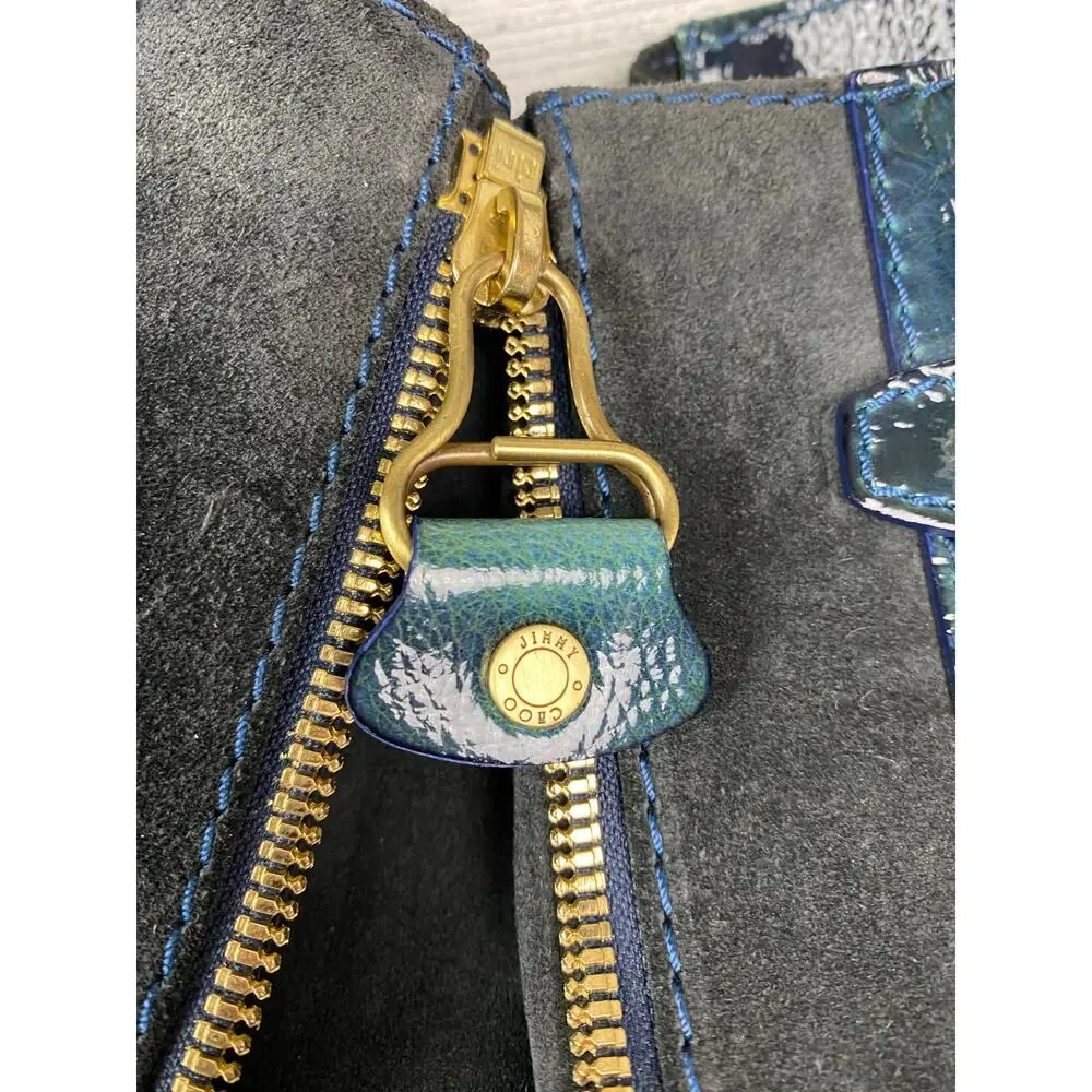 Jimmy Choo Blue Liquid Patent Leather Large Mona Tote Bag Authentic w/ dust bag - Picture 11 of 16